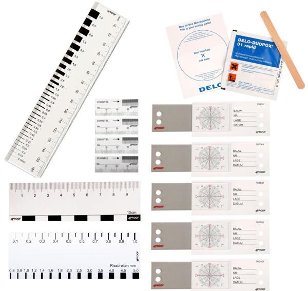 5Pcs Rissüberwachungsaufzeichnung, Standard-Rissmonitor,  Rissbreiten-Komparatormessgerät, Keller-Riss-Wasserdichtigkeitssatz